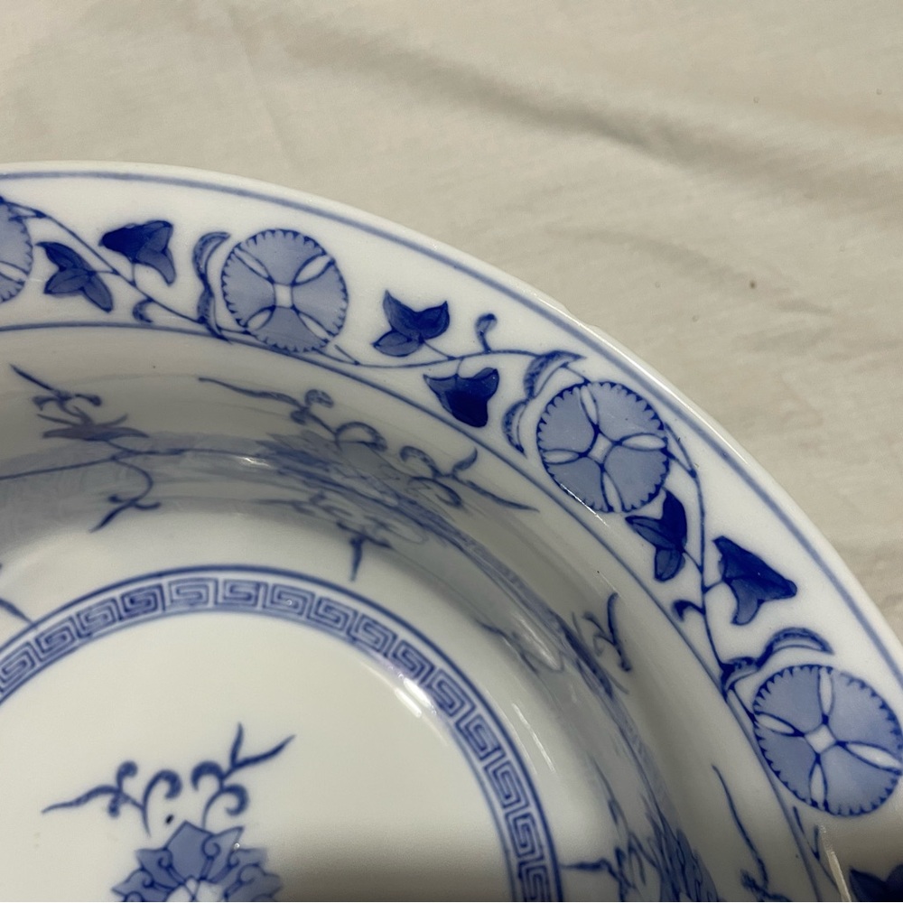 Vintage Large Chinese blue and white porcelain ink wash basin - Picture 5 of 12